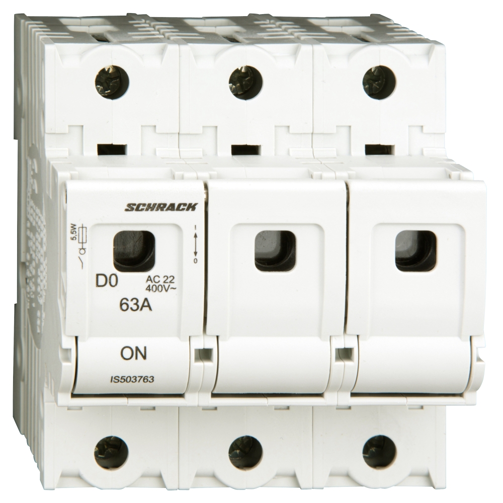 Soclu pentru portfuzibile D02, seria ARROW S, 3-poli, 63A