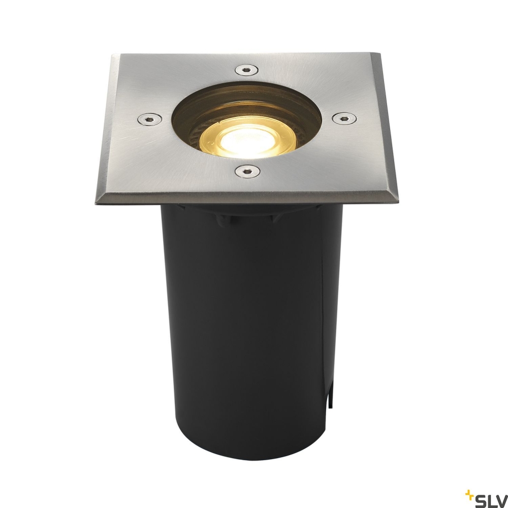 Solasto incastrat  podea, GU10, patrat, Inox