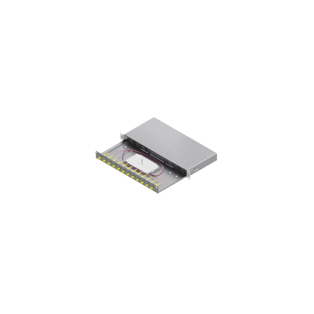 Splicebox, 12 fibre,FC, 9/125&micro;m OS2, culisant,19",1UV