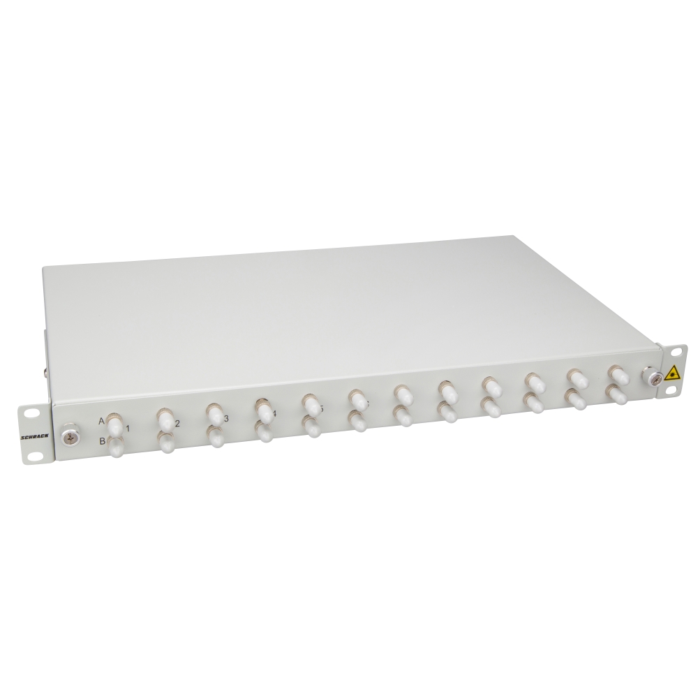 Splicebox, 24 fibre,ST,50/125&micro;m OM3, culisant,19",1UV , ECO