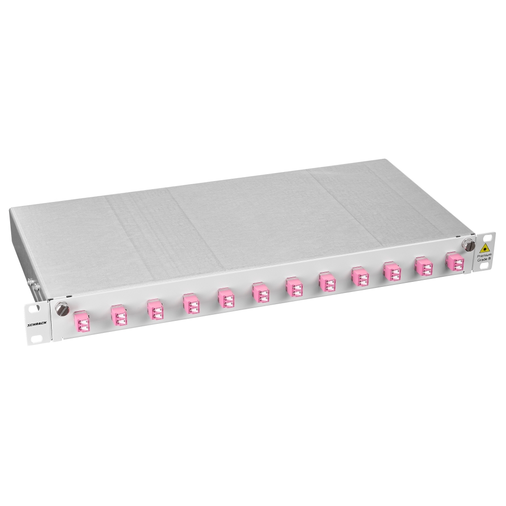 Splicebox, 4 fibre,LC,50/125&micro;m OM4, culisant,19",1UV
