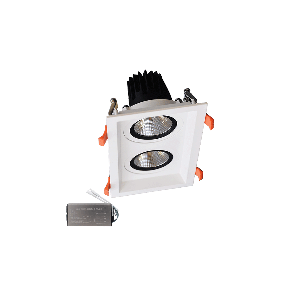 SPOT LED DUBLU T 2X15W 230V 4000K WH+KIT EMERGENTA