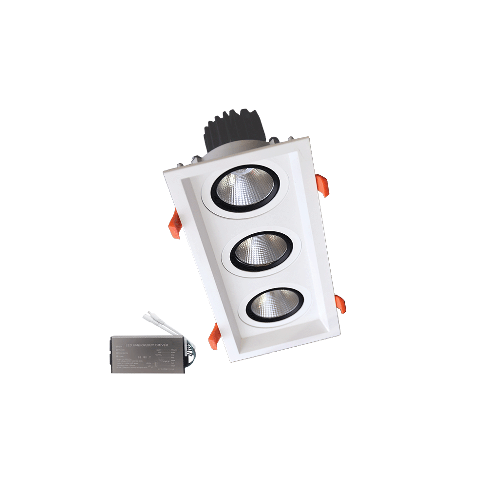SPOT LED TRIPLU 3X15W 230V 4000K WH+KIT EMERGENTA