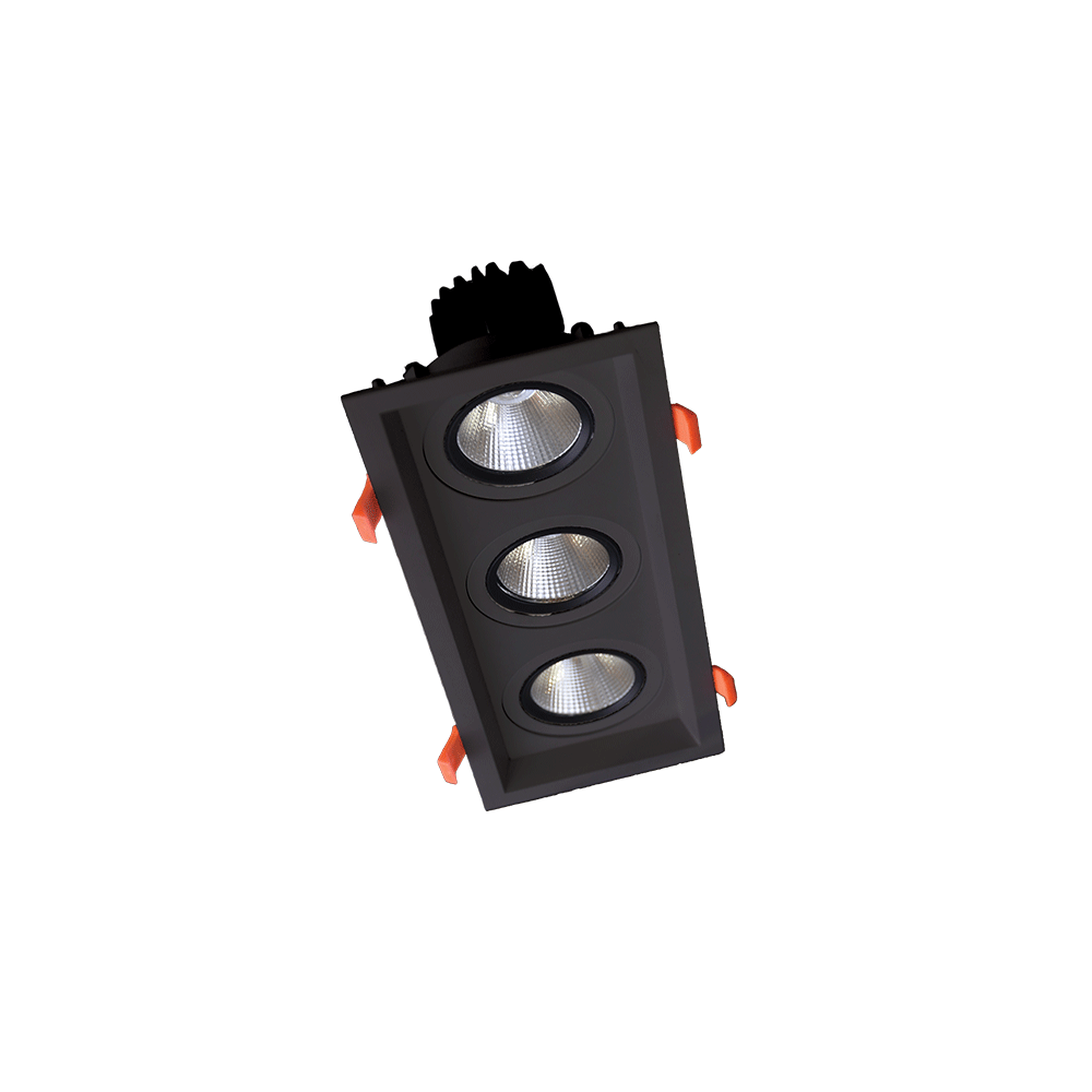 SPOT LED  TRIPLU PATRAT REGLABIL 3X30W 230V 4000K NEGRU