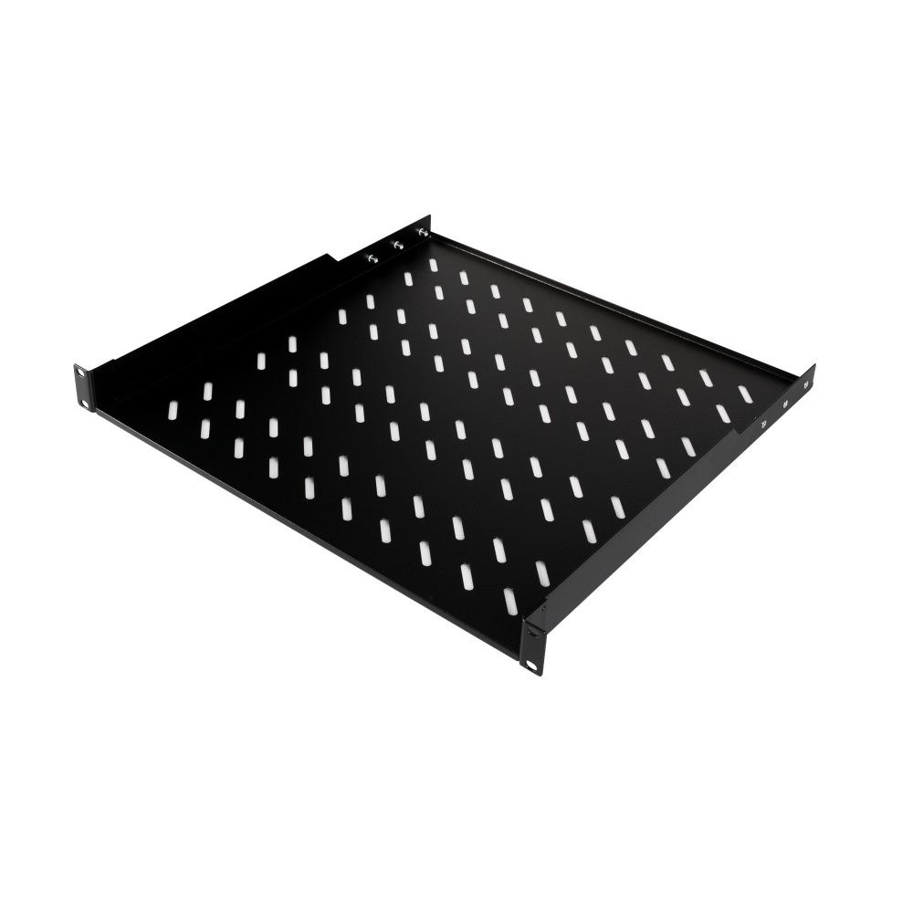 Tavă fixă 19", 1U, 50kg, D450, negru RAL 9005