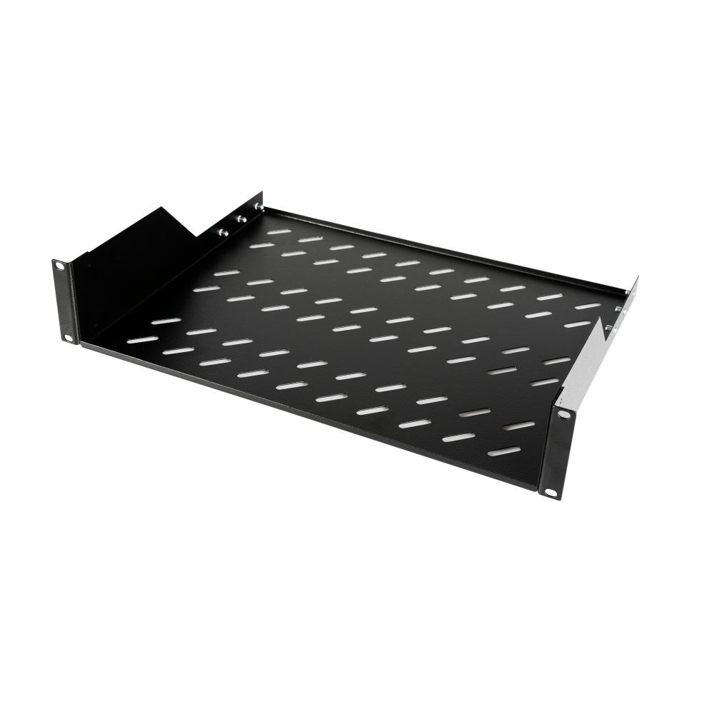 Tavă fixă 19", 2U, 50kg, D350, negru RAL 9005