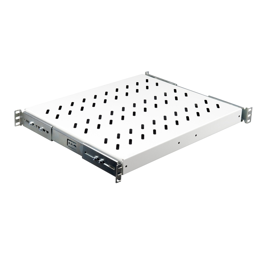 Tavă glisantă 19&rdquo;, 1U, 30kg sarcină, D=370, fixare 4 puncte