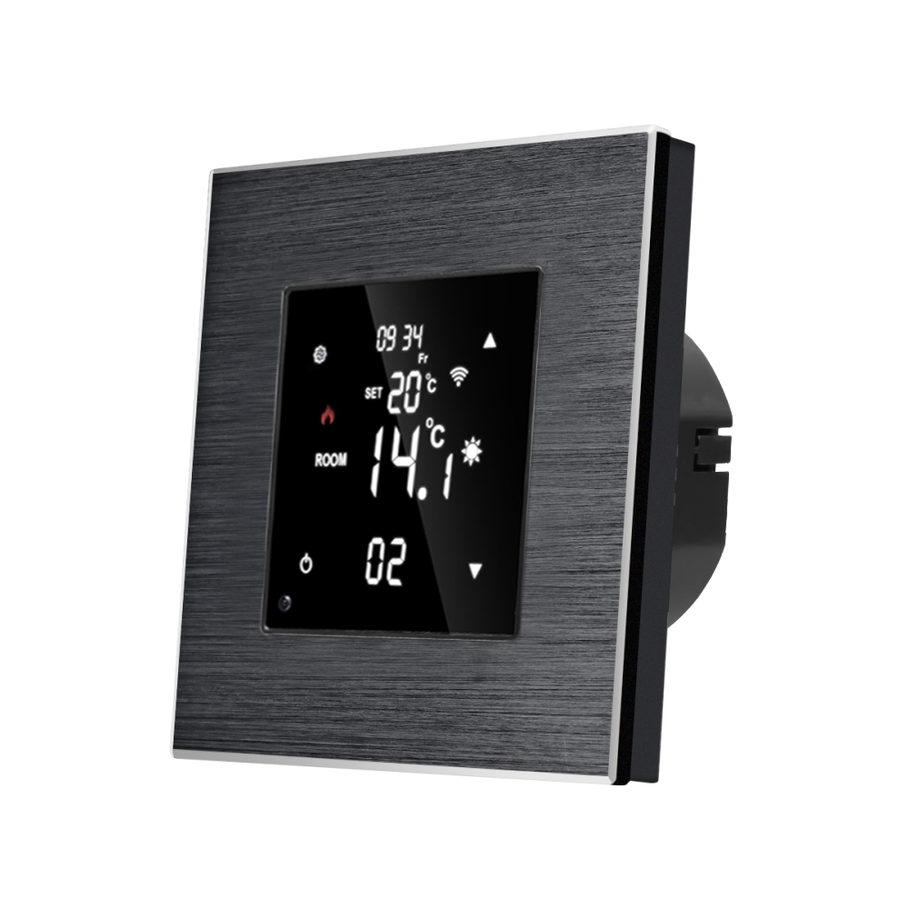 Termostat Wi-Fi pentru incalzirea electrica LUXION cu Rama din Aluminiu - negru
