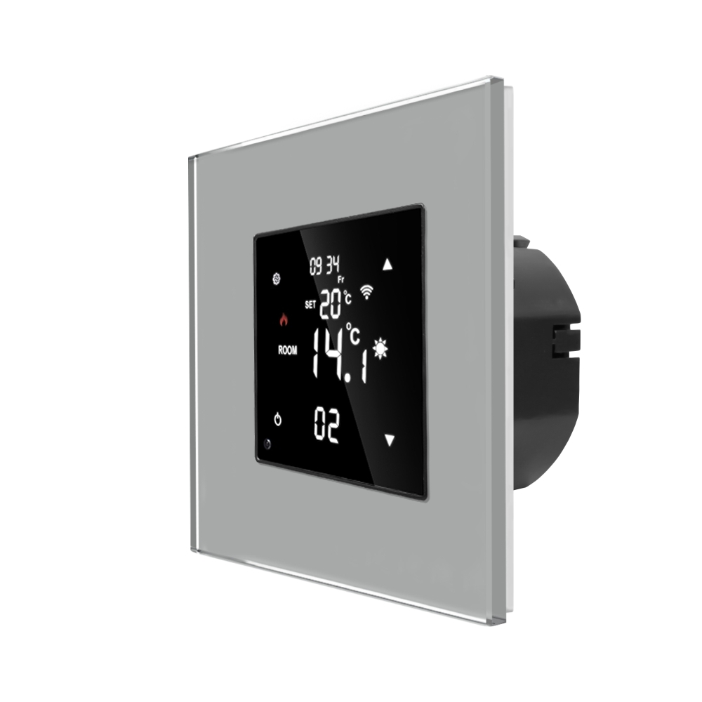 Termostat Wi-Fi pentru incalzirea electrica si pe gaz LUXION cu Rama din Sticla - gri