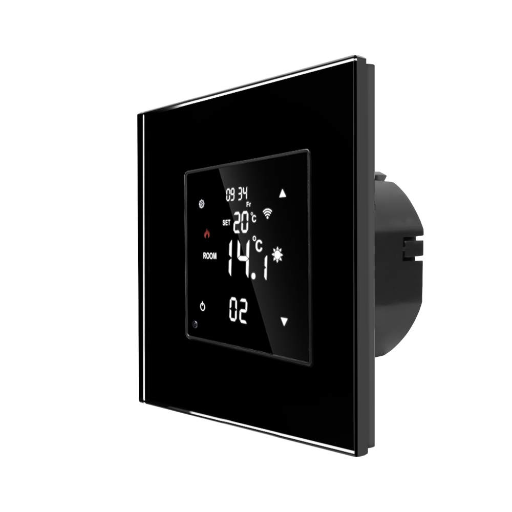 Termostat Wi-Fi pentru incalzirea electrica si pe gaz LUXION cu Rama din Sticla - negru