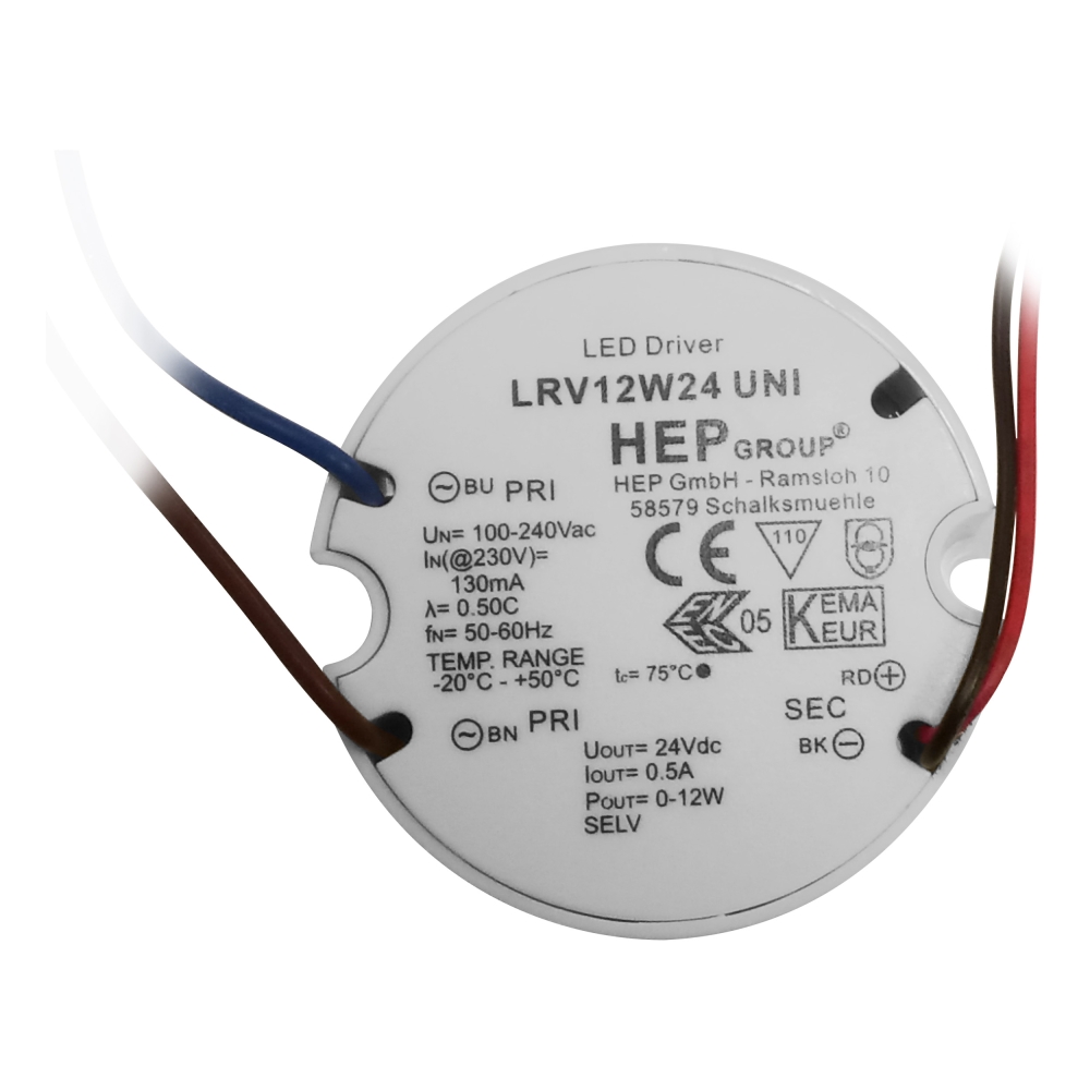 Trafo 12W 24V/DCround design 12W IP20