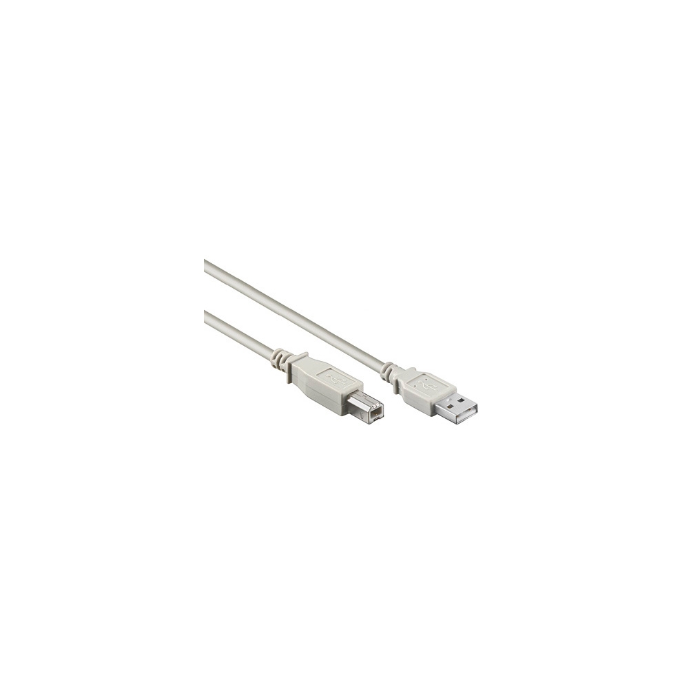 USB 2.0 A-B Cable, A male - B male, Grey, 2m