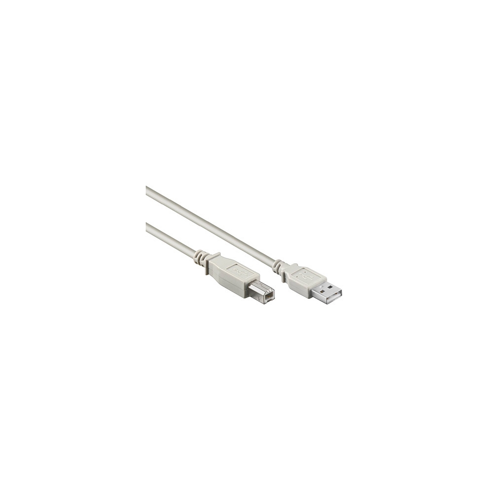 USB 2.0 A-B Cable, A male - B male, Grey, 5m