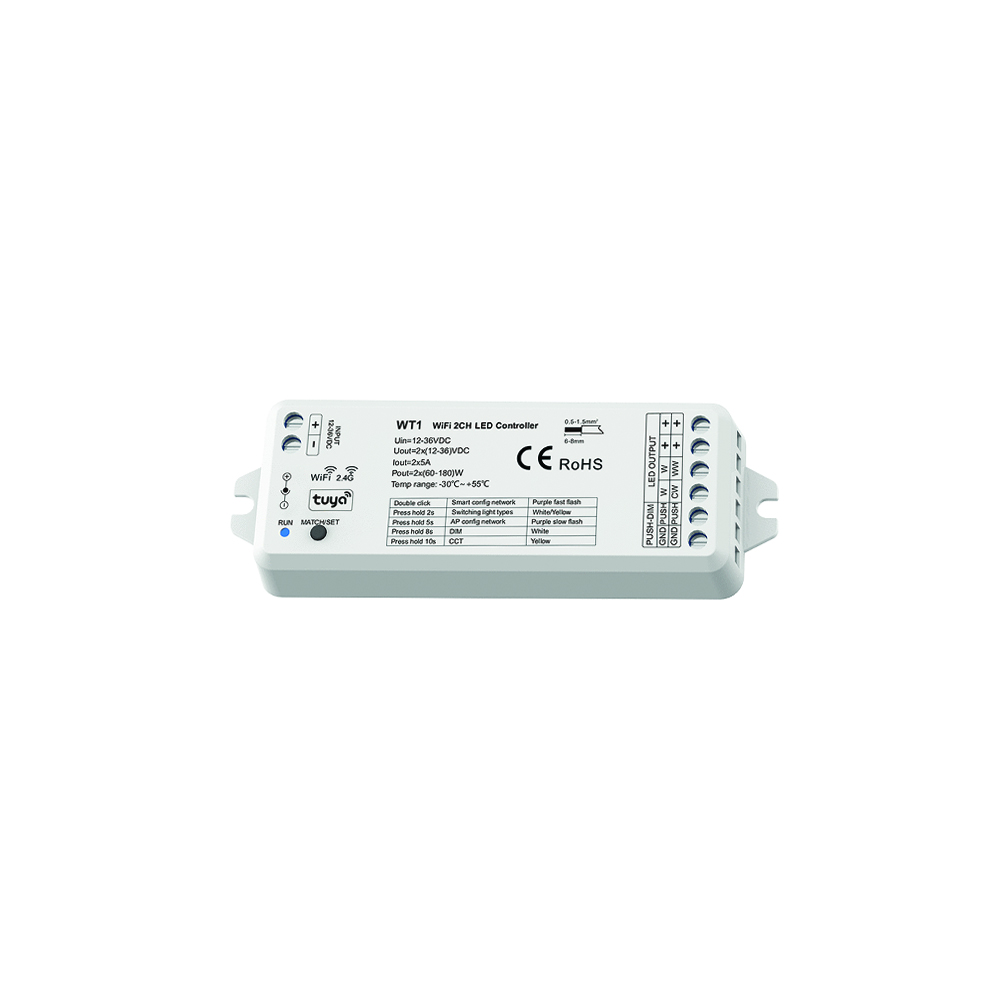 WT1 2 CHANNELS TUYA WI-FI &amp; RF CONTROLLER